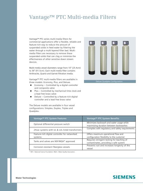 Vantage Ptc Multi Media Filters Siemens