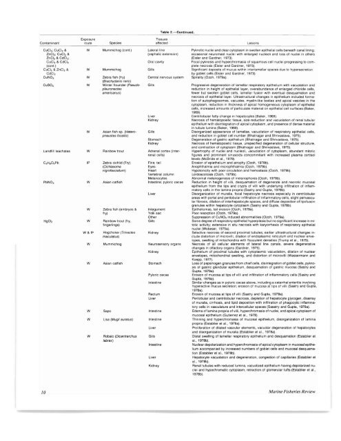 A Summary of Tissue Lesions in Aquatic Animals Induced ... - NOAA