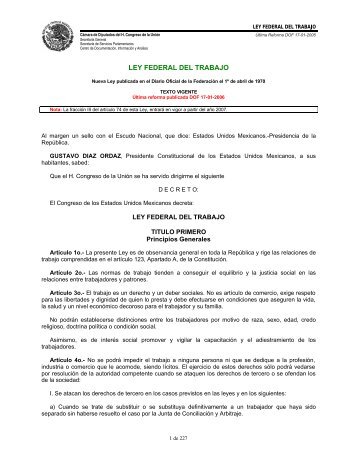 LEY FED. TRABAJO - Gobierno del Estado de Yucatán