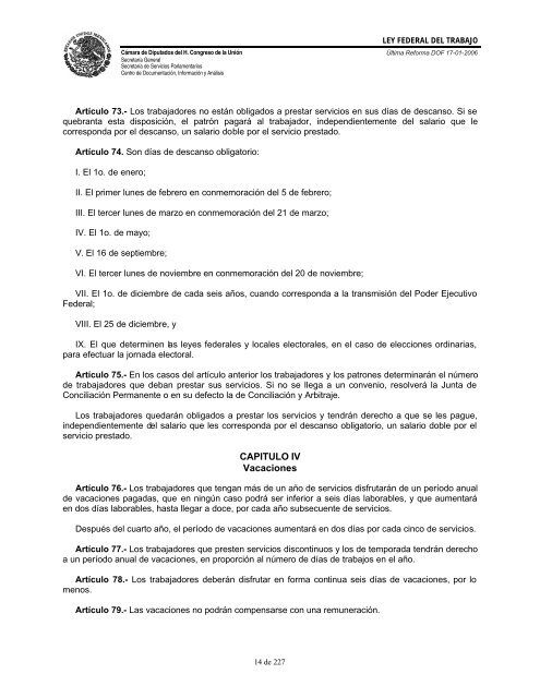 LEY FED. TRABAJO - Gobierno del Estado de Yucatán