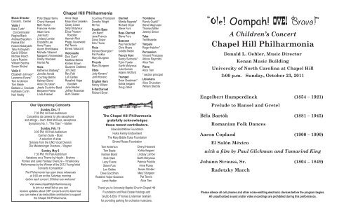 “Ole! Oompah! Ove! Bravo!” - Chapel Hill Philharmonia