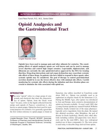 Opioid Analgesics and the Gastrointestinal Tract - Medicine