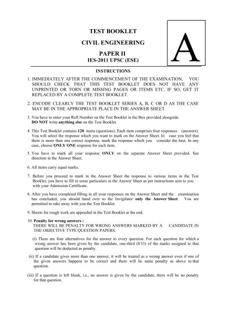 test booklet civil engineering paper ii - ACE Engineering Academy