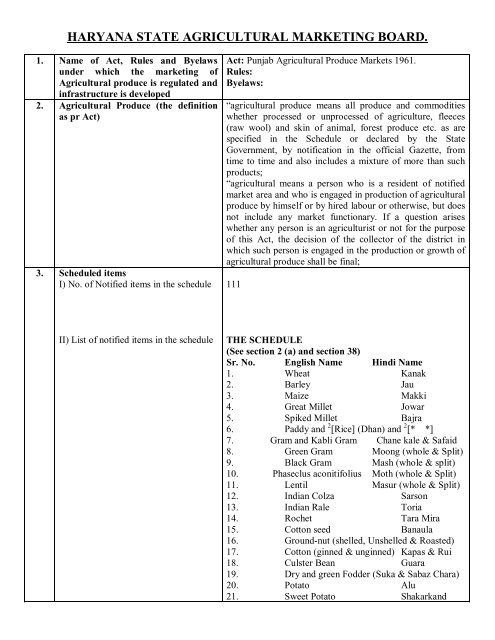 HARYANA STATE AGRICULTURAL MARKETING BOARD. - COSAMB