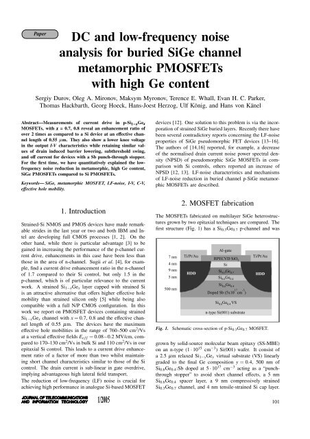 DC and low-frequency noise analysis for buried SiGe channel ...