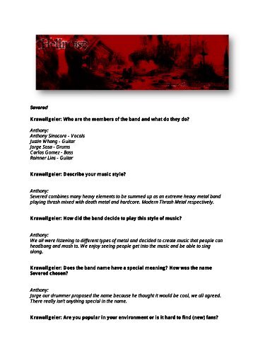 Severed Krawallgeier: Who are the members of the ... - HellNoise