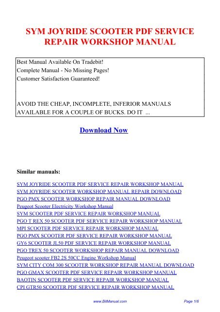 sym joyride scooter pdf service repair workshop ... - Repair manual