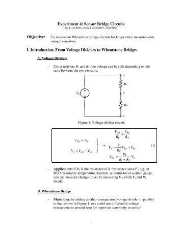 Experiment 4: Sensor Bridge Circuits I. Introduction. From Voltage ...