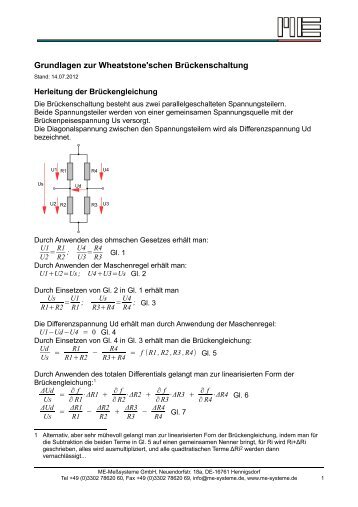 Grundlagen zur Wheatstone'schen Brückenschaltung - ME ...