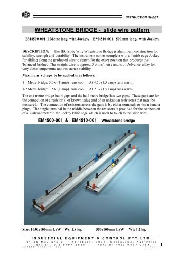 WHEATSTONE BRIDGE - slide wire pattern