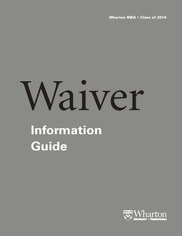 Waiver Information Guide - Wharton's SPIKE - University of ...