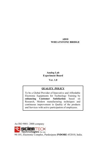 AB10 WHEATSTONE BRIDGE Analog Lab Experiment Board Ver ...