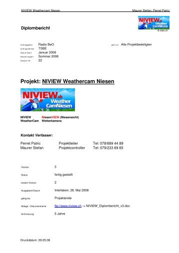 Projekt: NIVIEW Weathercam Niesen - Radio BeO