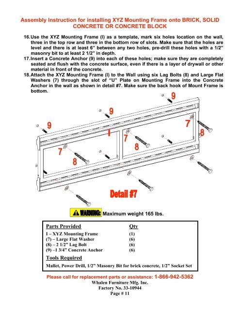 Assembly Instructions - Whalen Style