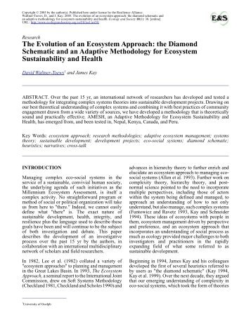 The Evolution of an Ecosystem Approach - Ecology and Society