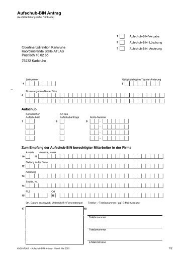 Aufschub-BIN Antrag