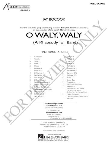 o waly waly (rhapsody for band)