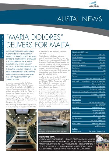 “MAriA DoLorES” DELivErS for MALTA - Austal Ships