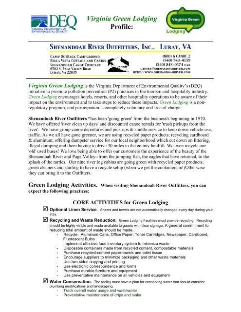 Green Profile Shenandoah River Outfitters Virginia Deq Home