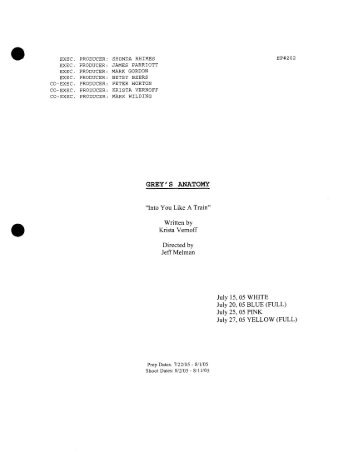 Grey's Anatomy - Daily Script