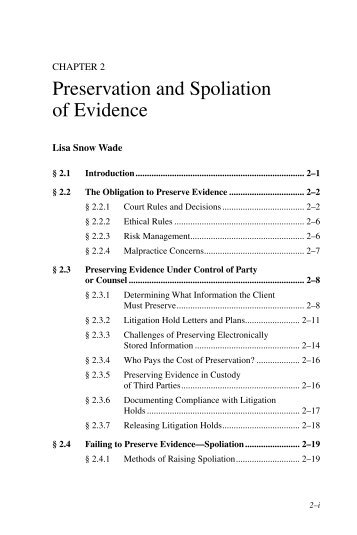 Preservation and Spoliation of Evidence - MCLE