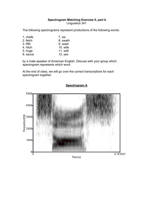Spectrogram Matching Exercise II, part b ... - Bases Produced