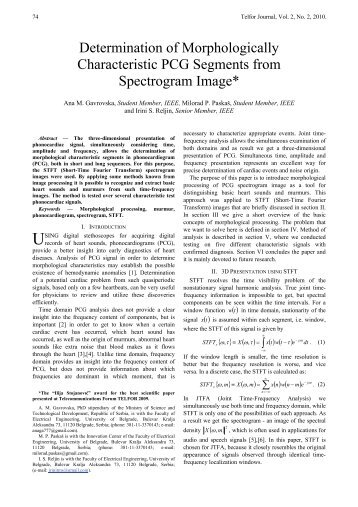 Determination of Morphologically Characteristic ... - Telfor Journal