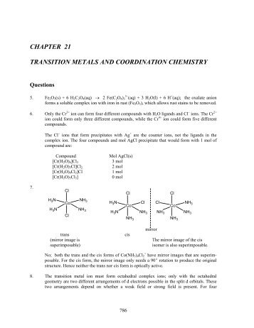 chapter 21 transition metals and coordination chemistry