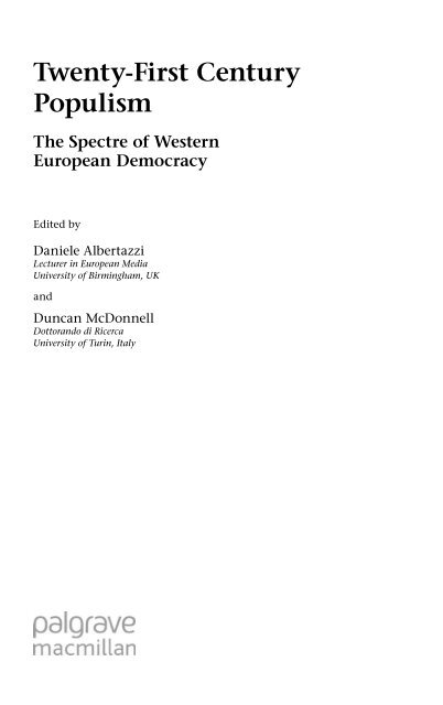 Twenty-First Century Populism: The Spectre of Western European ...