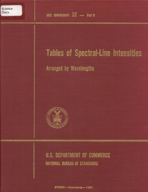 Tables of Spectral-Line Intensities