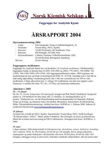 Årsrapport 2004 - Faggruppen for Analytisk Kjemi