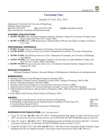 Curriculum Vitae - Society of Biological Inorganic Chemistry