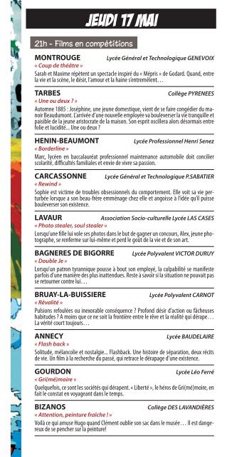 Programme des Rencontres vidéos de Bagnères de Bigorre