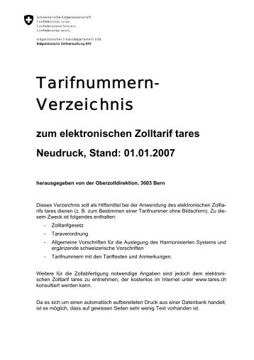 zum elektronischen Zolltarif tares