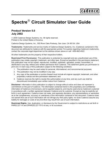 Spectre Circuit Simulator User Guide - Department of Electrical and ...
