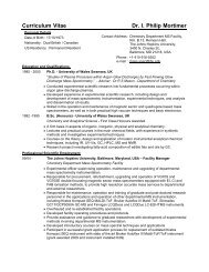 Curriculum Vitae Dr. I. Philip Mortimer - Chemistry - Johns Hopkins ...