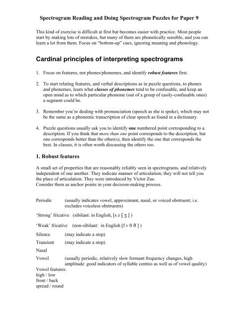 “Spectrogram puzzle” classes