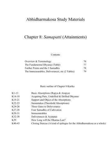 Samapatti (Attainments) - Abhidharmakosa Study Blog