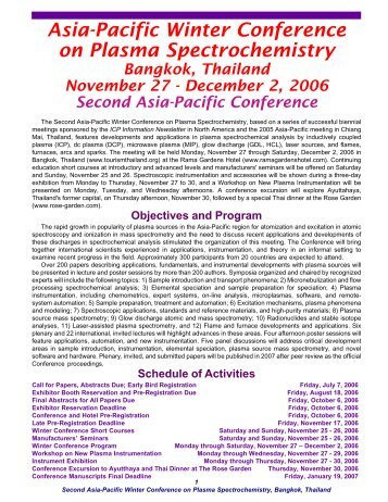 2006 Asia-Pacific Winter Conference on Plasma Spectrochemistry