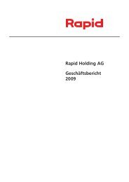 Rapid Holding AG Geschäftsbericht 2009 - Rapid Holding, Dietikon ...