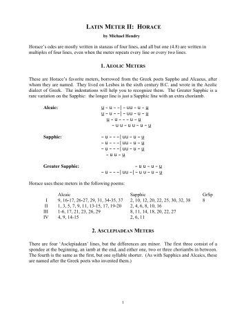 LATIN METER for OVID and MARTIAL