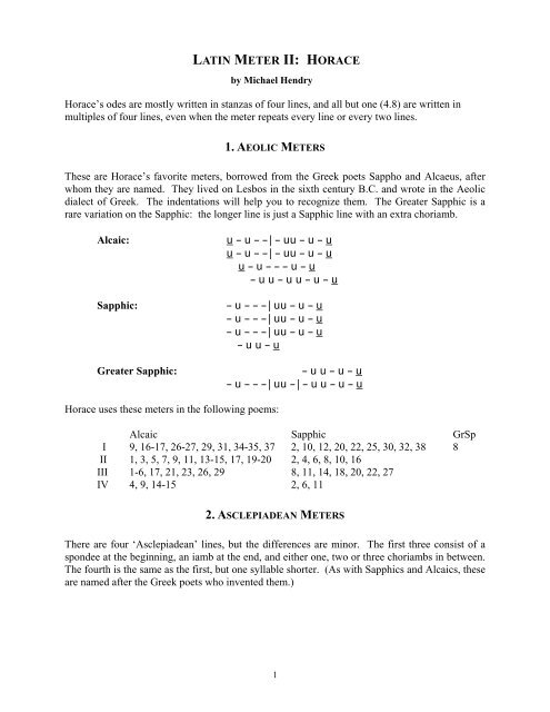 LATIN METER for OVID and MARTIAL