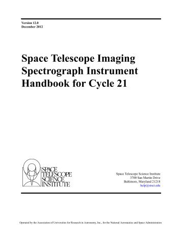 Space Telescope Imaging Spectrograph Instrument Handbook - STScI