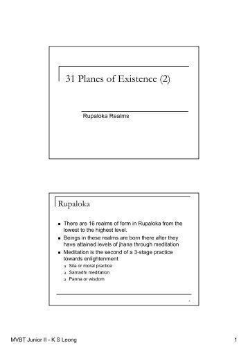 Lesson 6b - 31 Planes of Existence (2) rupavaccara