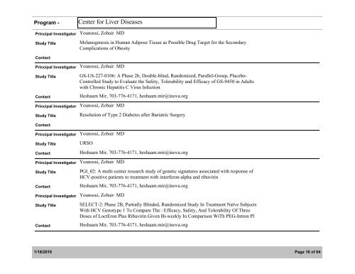 Inova Research Studies: Active/Enrolling - Inova Health System