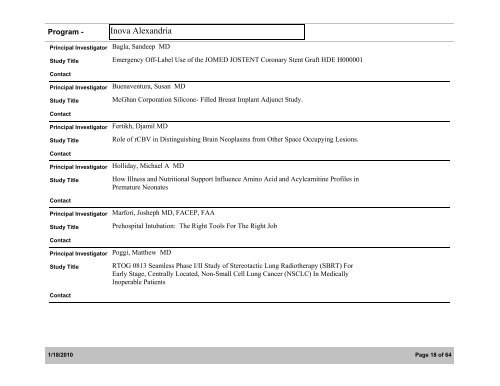 Inova Research Studies: Active/Enrolling - Inova Health System