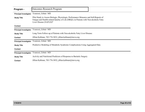 Inova Research Studies: Active/Enrolling - Inova Health System