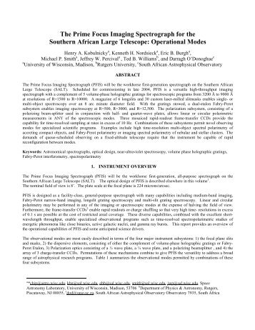 The Prime Focus Imaging Spectrograph for the Southern - Space ...