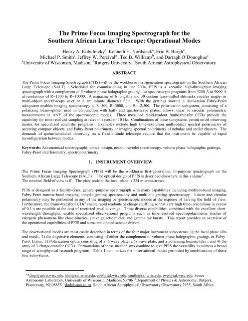 The Prime Focus Imaging Spectrograph for the Southern - Space ...