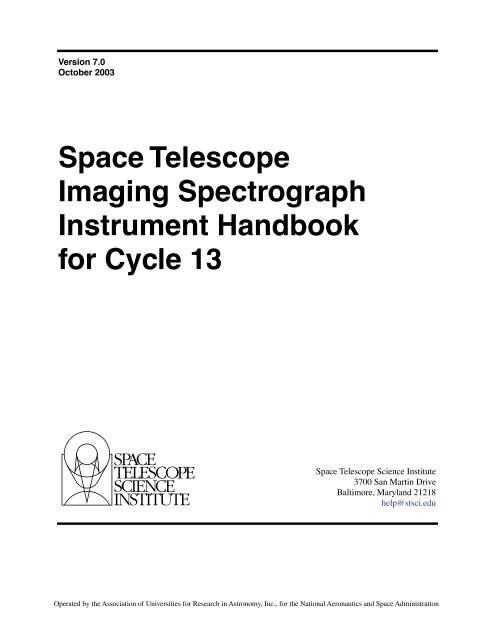 Space Telescope Imaging Spectrograph Instrument ... - STScI
